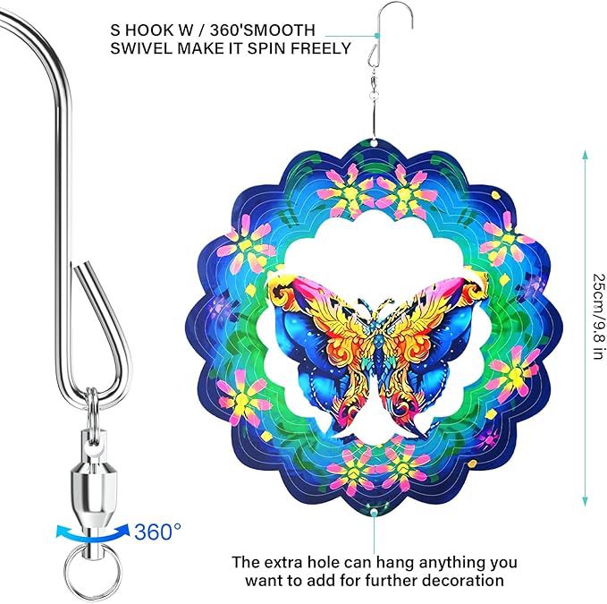 Wholesale animal wind-turning ornaments outdoor 3D rotating wind chimes